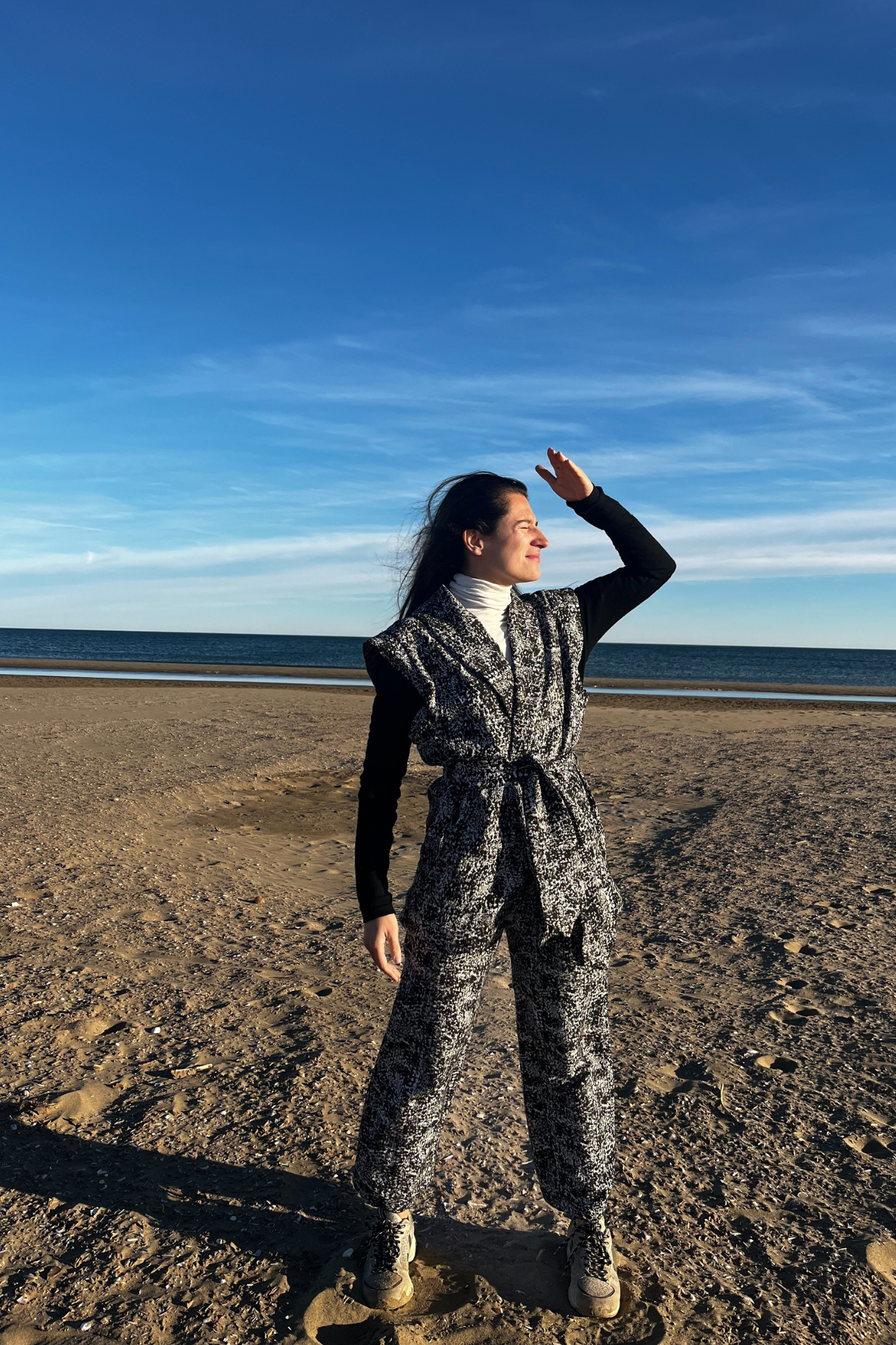 LIPAH - Le Pantalon Droit - Jacquard Noir & Argenté