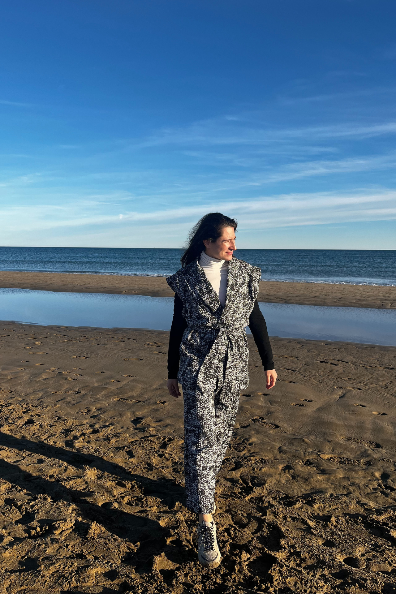 LIPAH - Le Pantalon Droit - Jacquard Noir & Argenté