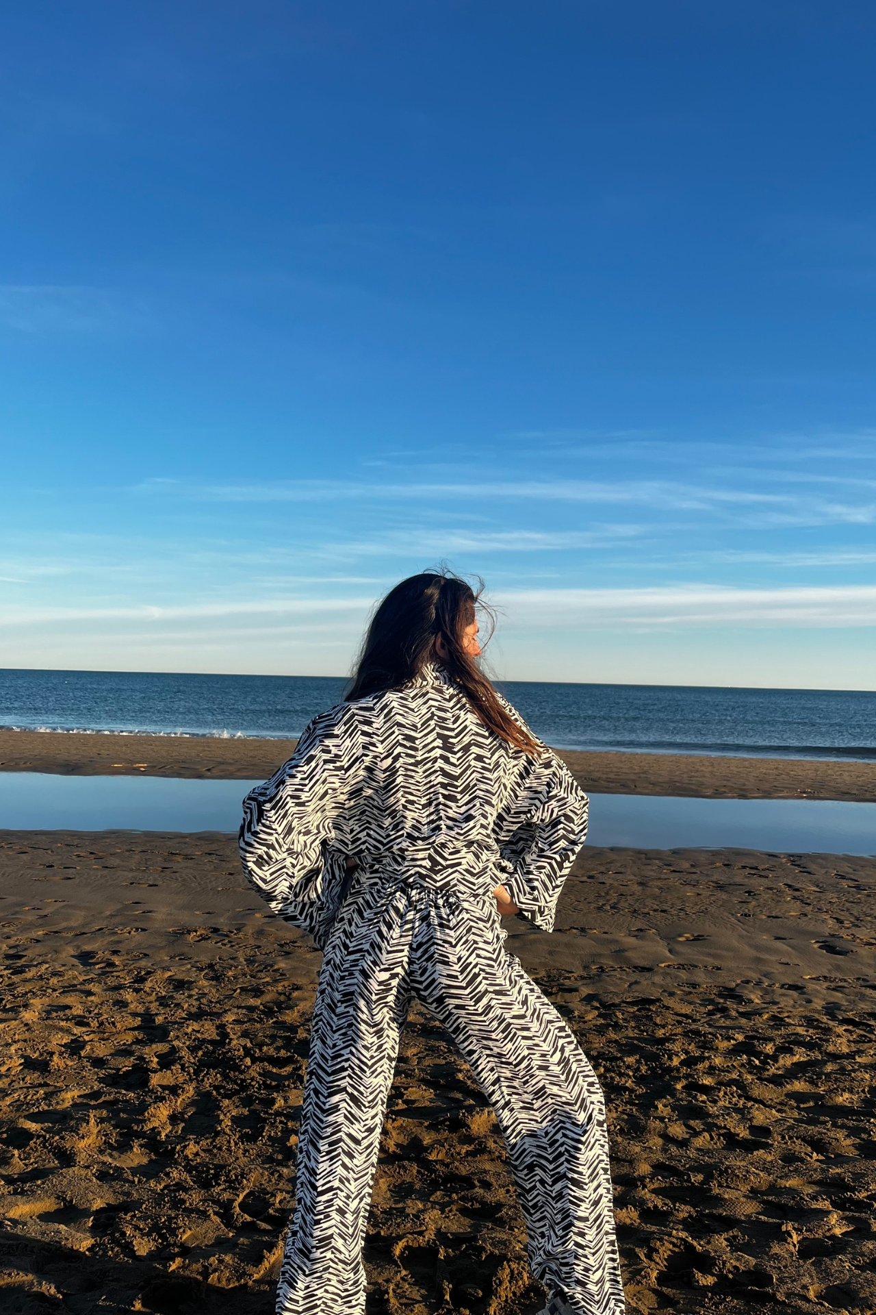 LIPAH - Le Pantalon Droit - Chevron Noir & Blanc