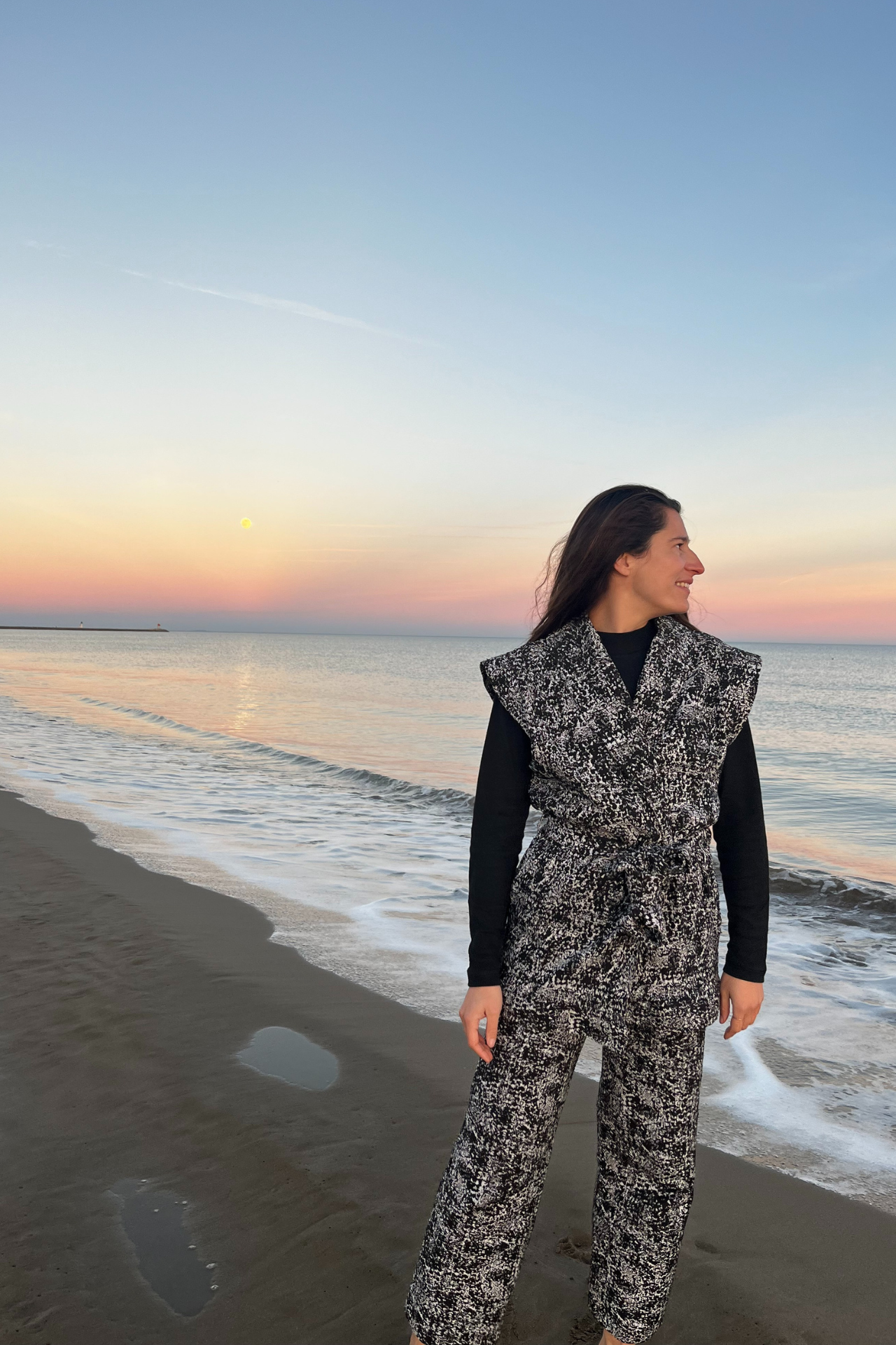 LIPAH - Le Pantalon Droit - Jacquard Noir & Argenté