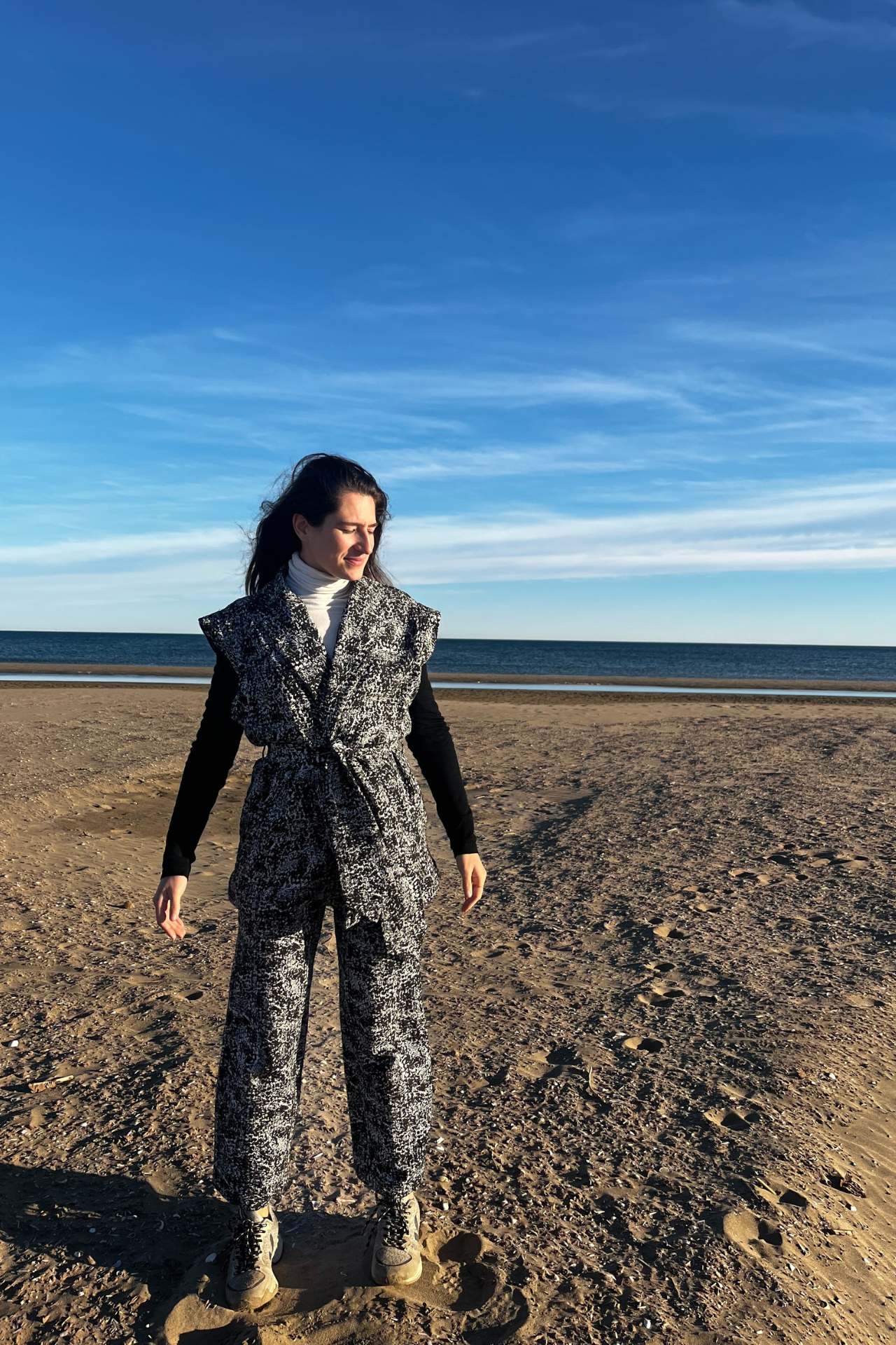 LIPAH - Le Pantalon Droit - Jacquard Noir & Argenté