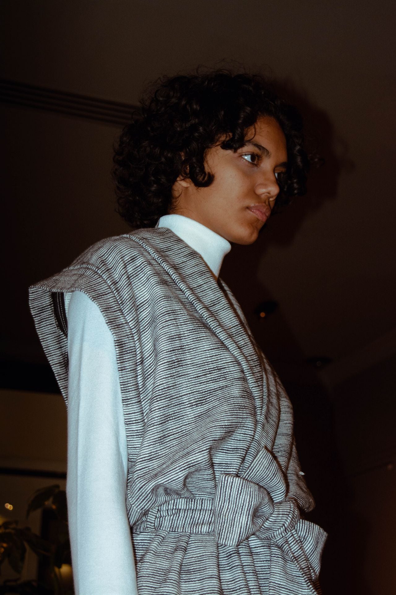 KITA - La Veste Kimono aux Manches Amovibles - Coton Rayé Noir/Ecru