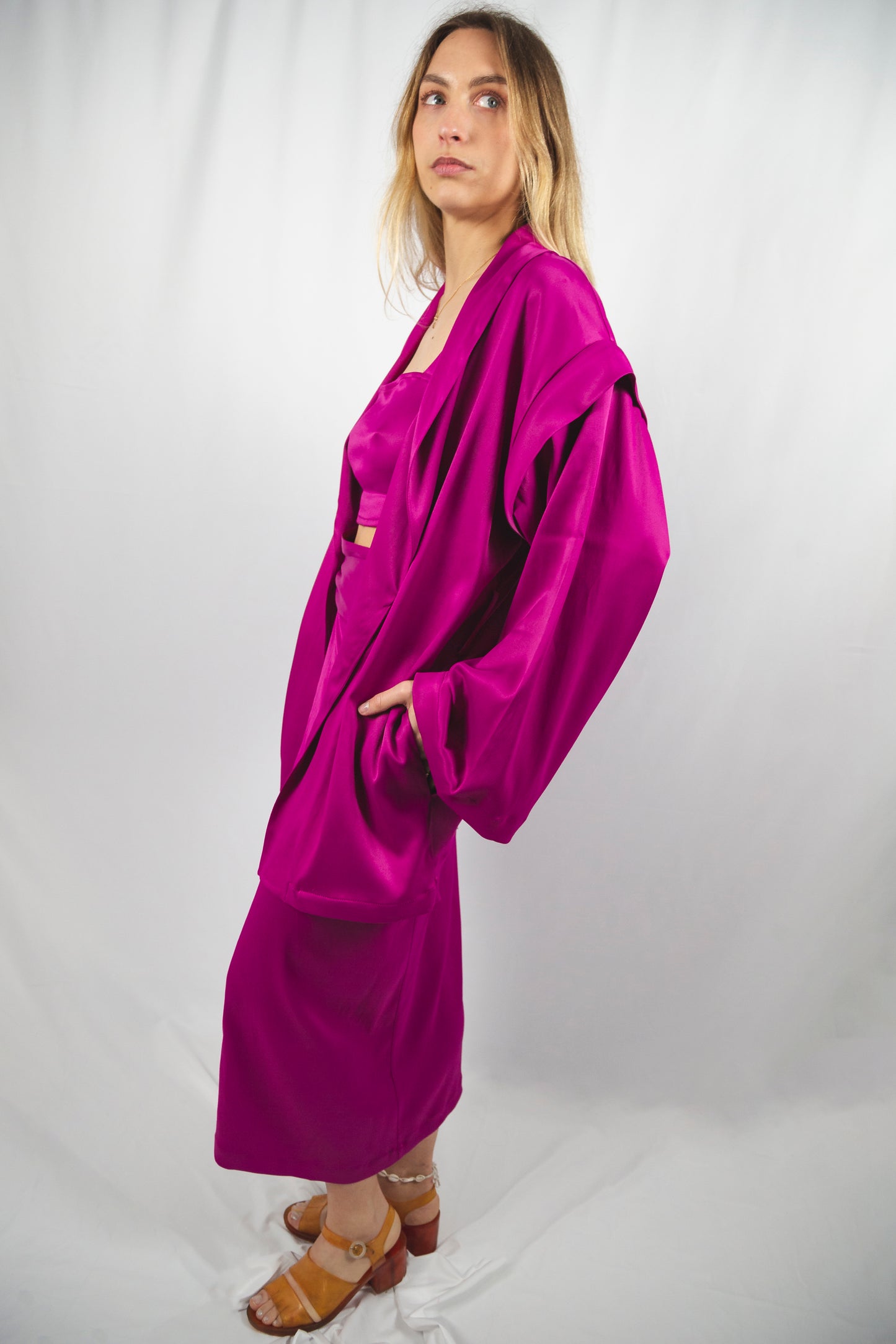 KITA - La Veste Kimono aux Manches Amovibles - Rose Magenta